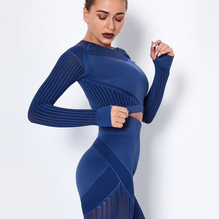 Aether | Women’s Long Sleeve Top – Sculpted Seamless Fit - Blue