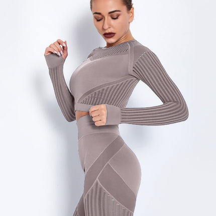 Aether | Women’s Long Sleeve Top – Sculpted Seamless Fit - Brown