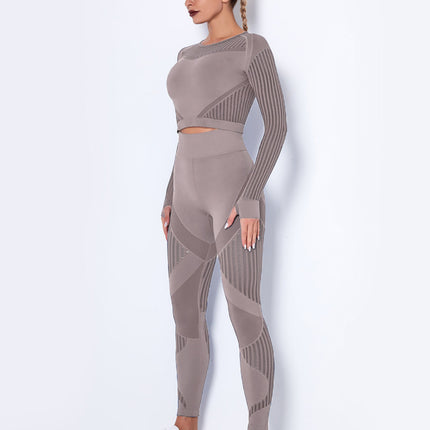 Aether | Women’s Long Sleeve Top – Sculpted Seamless Fit - Brown