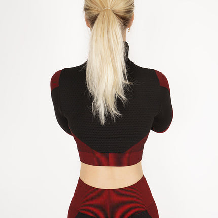 Aligné | Women’s Seamless Long Sleeve Top – Sculpted Comfort Fit - Red