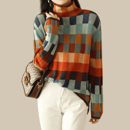Bethany | Patchwork Turtleneck – Knitwear Sweater