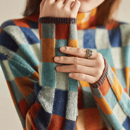 Bethany | Patchwork Turtleneck – Knitwear Sweater