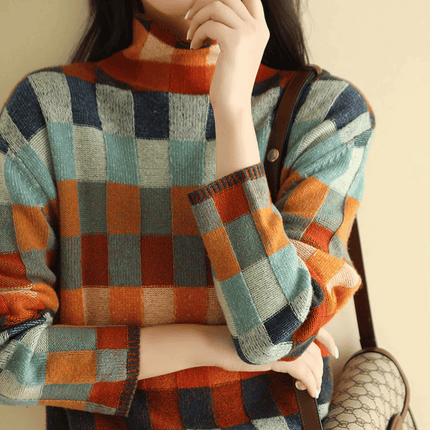Bethany | Patchwork Turtleneck – Knitwear Sweater