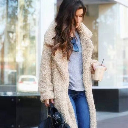 Cyril | Long Fleece Teddy Coat – Open Front with Lapel