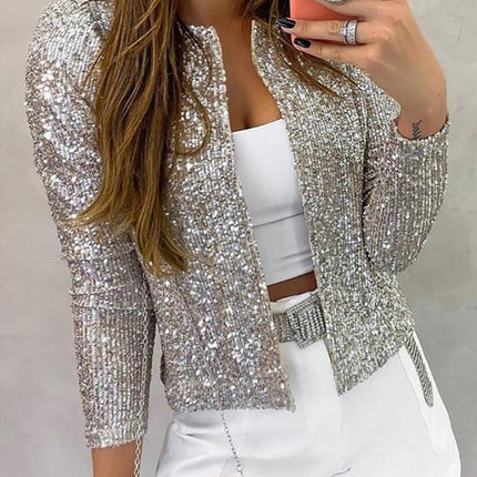 Daisora | Sequin Open-Front Party Blazer – Statement Jacket