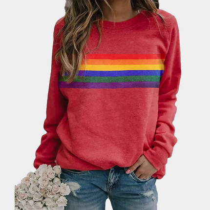 Daisy Beam | Rainbow Stripe Sweater – Crew Neck Sweatshirt