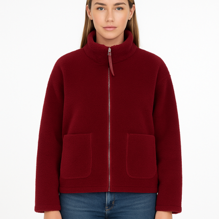 Daphne | Oversized Sherpa Fleece Jacket – Zipper with Pockets