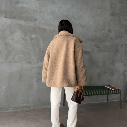 Daphne | Oversized Sherpa Fleece Jacket – Zipper with Pockets