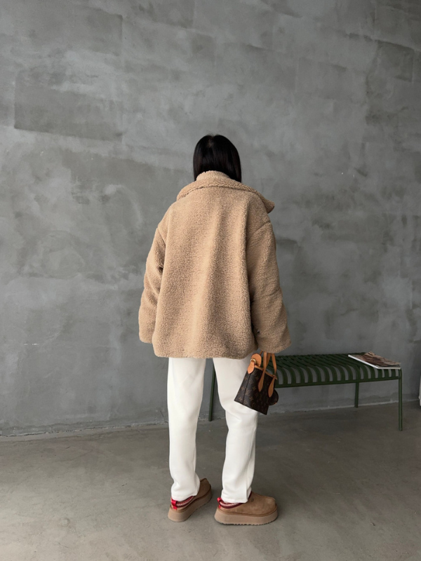 Daphne | Oversized Sherpa Fleece Jacket – Zipper with Pockets