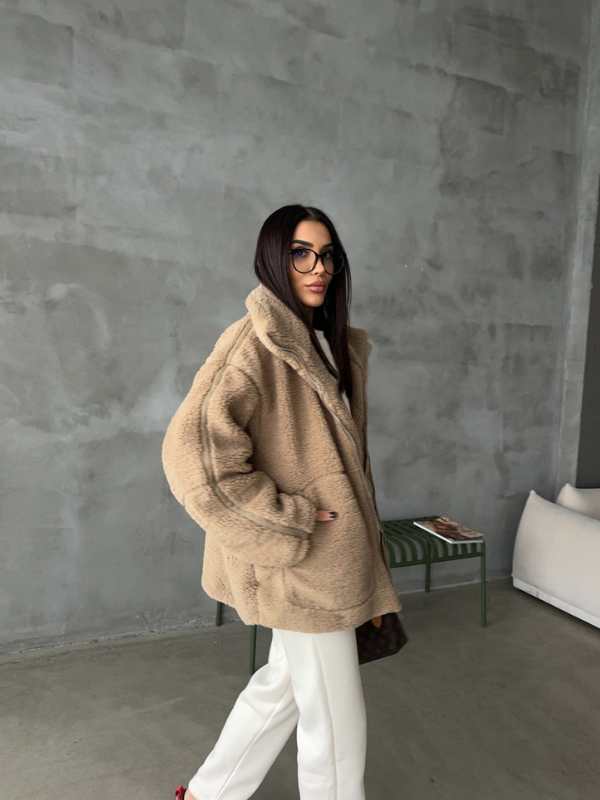 Daphne | Oversized Sherpa Fleece Jacket – Zipper with Pockets