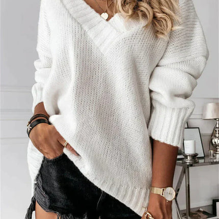 Elienne | V-Neck Knit Sweater – Crew Neck Sweatshirt