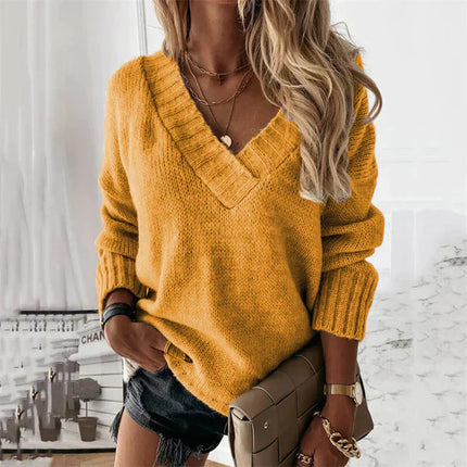Elienne | V-Neck Knit Sweater – Crew Neck Sweatshirt