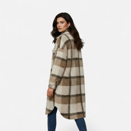 Elmbra | Longline Plaid Fuzzy Jacket – Sherpa Style