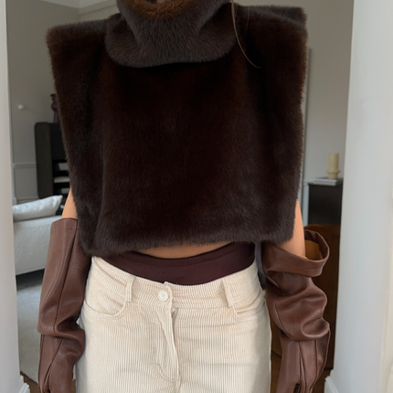 Ferria | Faux Fur Turtleneck Vest – Wrap Vest