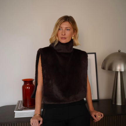 Ferria | Faux Fur Turtleneck Vest – Wrap Vest