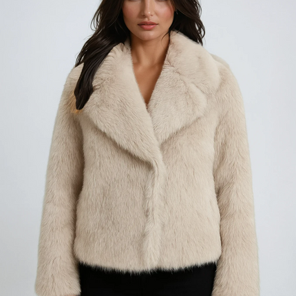 Ferryhill | Faux Fur Coat – Lapel Wrap Coat