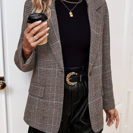 Gridelle | Long Business Blazer – Herringbone Coat Style