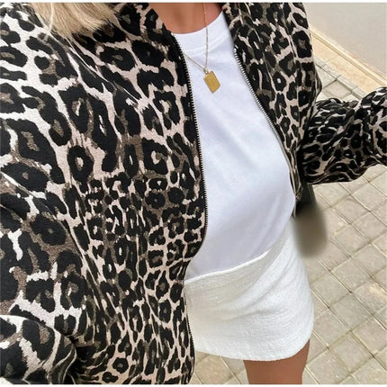 Leo | Leopard Print Bomber – Cropped Jacket with Zipper