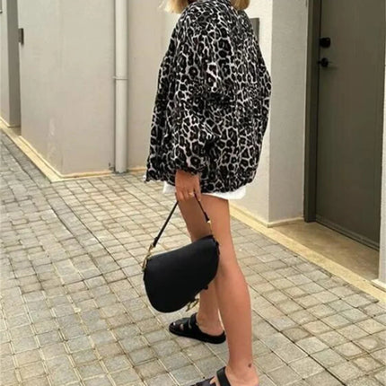 Leo | Leopard Print Bomber – Cropped Jacket with Zipper