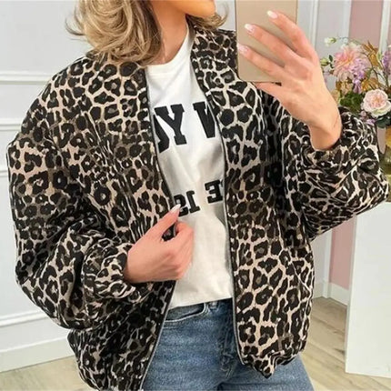 Leo | Leopard Print Bomber – Cropped Jacket with Zipper