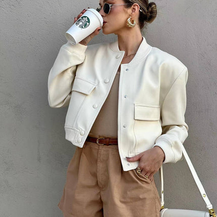 Maven | Cropped Bomber Jacket – Clasp Closure