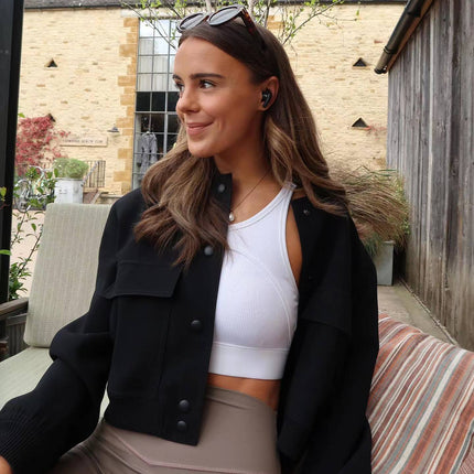 Maven | Cropped Bomber Jacket – Clasp Closure