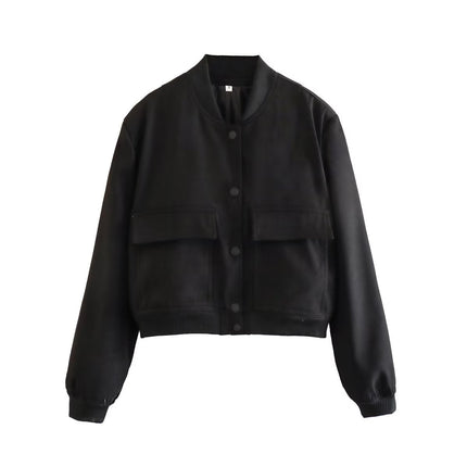 Maven | Cropped Bomber Jacket – Clasp Closure