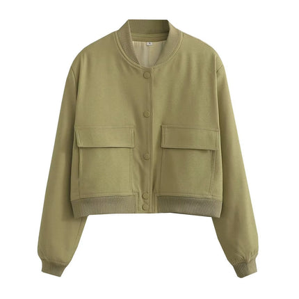 Maven | Cropped Bomber Jacket – Clasp Closure