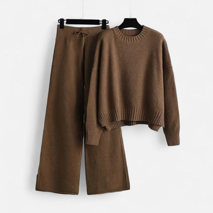 Meriset | Knit Sweater & Wide-Leg Set – Ribbed Hem Cuff