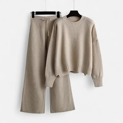 Meriset | Knit Sweater & Wide-Leg Set – Ribbed Hem Cuff