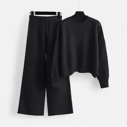 Meriset | Knit Sweater & Wide-Leg Set – Ribbed Hem Cuff