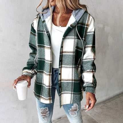 Plaisie| Button-Up Plaid Jacket – Plaid Coat