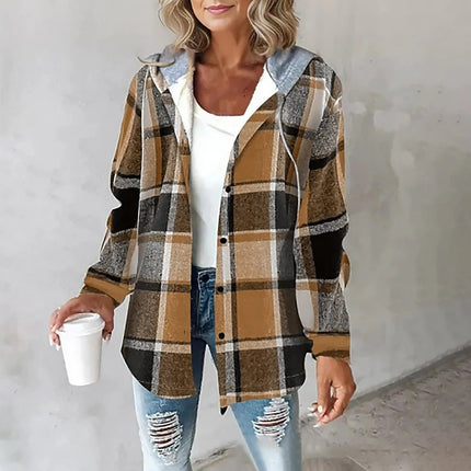Plaisie| Button-Up Plaid Jacket – Plaid Coat