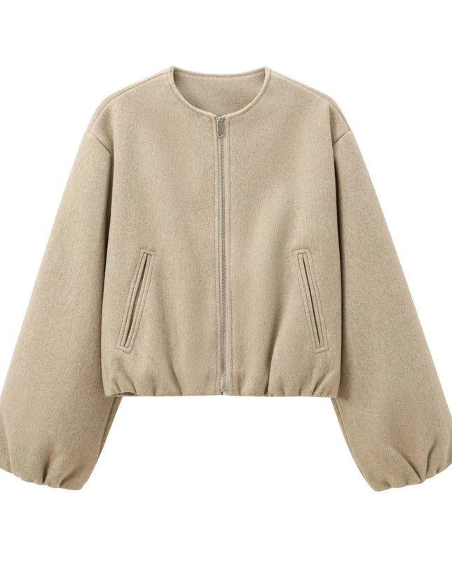 Retrisha | Elastic-Hem Bomber Jacket – Cropped Jacket