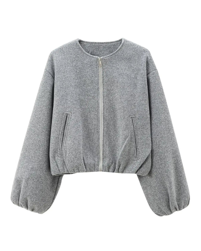 Retrisha | Elastic-Hem Bomber Jacket – Cropped Jacket