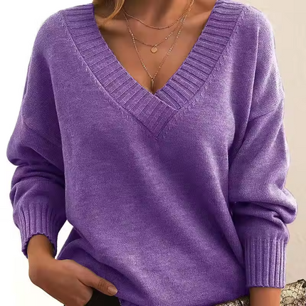 Skyie | V-Neck Knit Sweater – Ribbed Knitwear