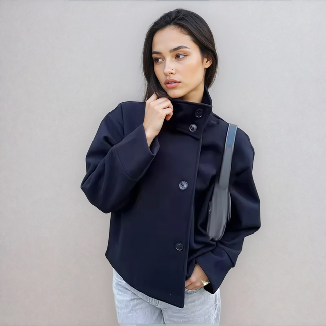 Sorella | Short Woolen Stand Collar Coat – Single Breasted Coat