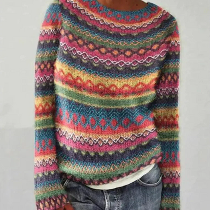 Stravine | Women’s Striped Sweater – Crew Neck Knitwear