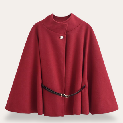 Taniara | Belted Wool Cape Coat – Gold Button