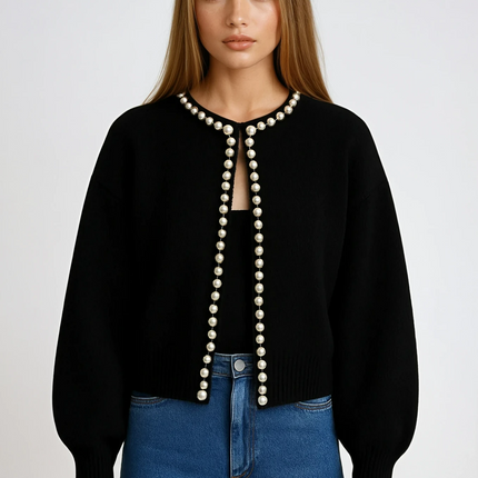 Vanessa | Soft-Knit Cardigan with Pearl Buttons – Boyfriend Cardigan