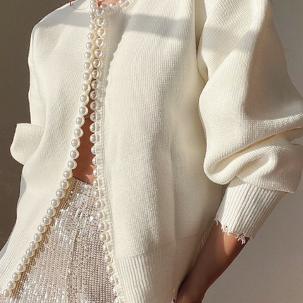 Vanessa | Soft-Knit Cardigan with Pearl Buttons – Boyfriend Cardigan