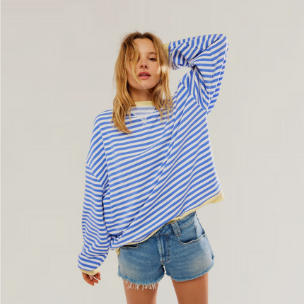 Zoe | Oversized Striped Sweater – Crewneck Pullover