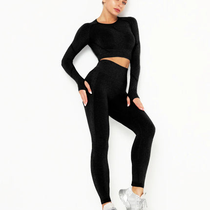 Apex | Long Sleeve Seamless Top – Sleek Performance with Timeless Style - Black