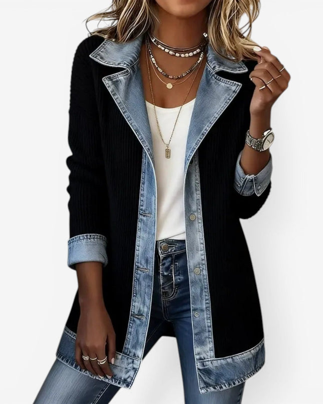 Briar | Relaxed Fit Layered Knit Denim Jacket