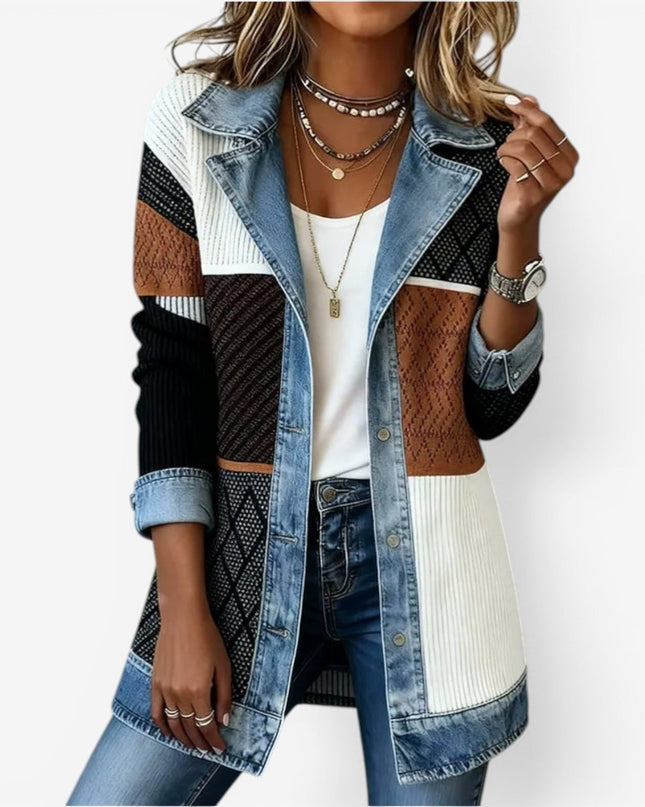 Briar | Relaxed Fit Layered Knit Denim Jacket
