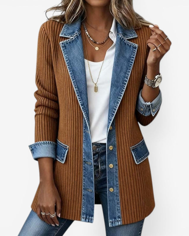 Briar | Relaxed Fit Layered Knit Denim Jacket