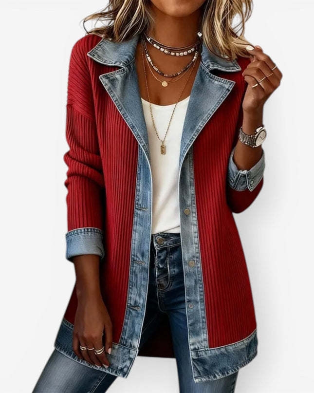 Briar | Relaxed Fit Layered Knit Denim Jacket