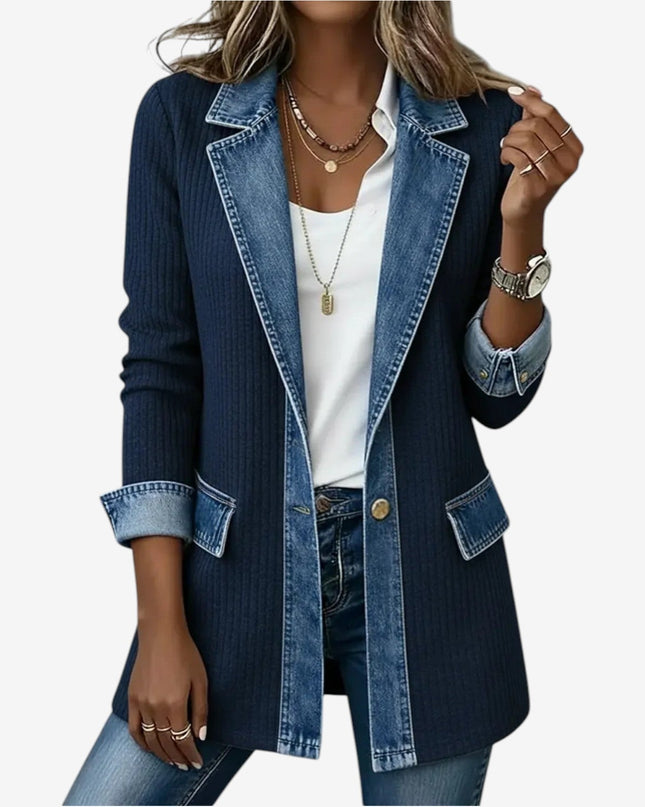 Briar | Relaxed Fit Layered Knit Denim Jacket