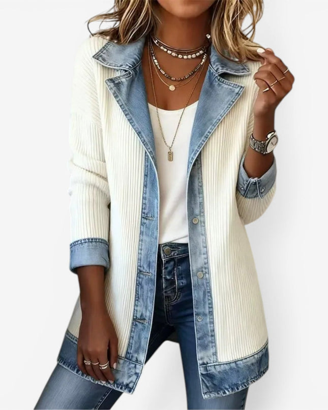 Briar | Relaxed Fit Layered Knit Denim Jacket