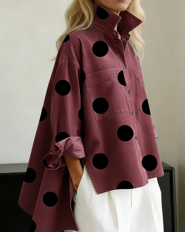 Brooke | Relaxed Fit Polka Dot Button-Up Shirt